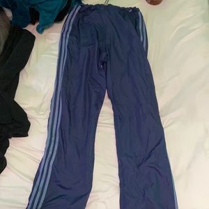 adidas track pants, purple/blue